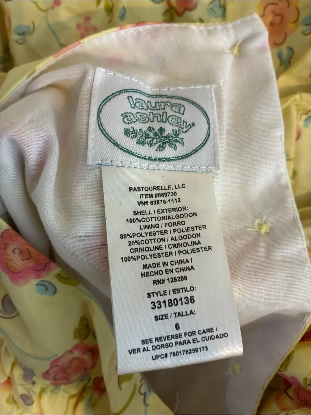 Laura Ashley Girls 6 Yellow Floral Tiered Sundress Cottagecore Garden Party